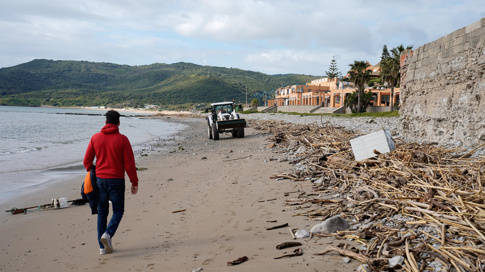 Fotos de la playa de Getares llena de cañas y desechos