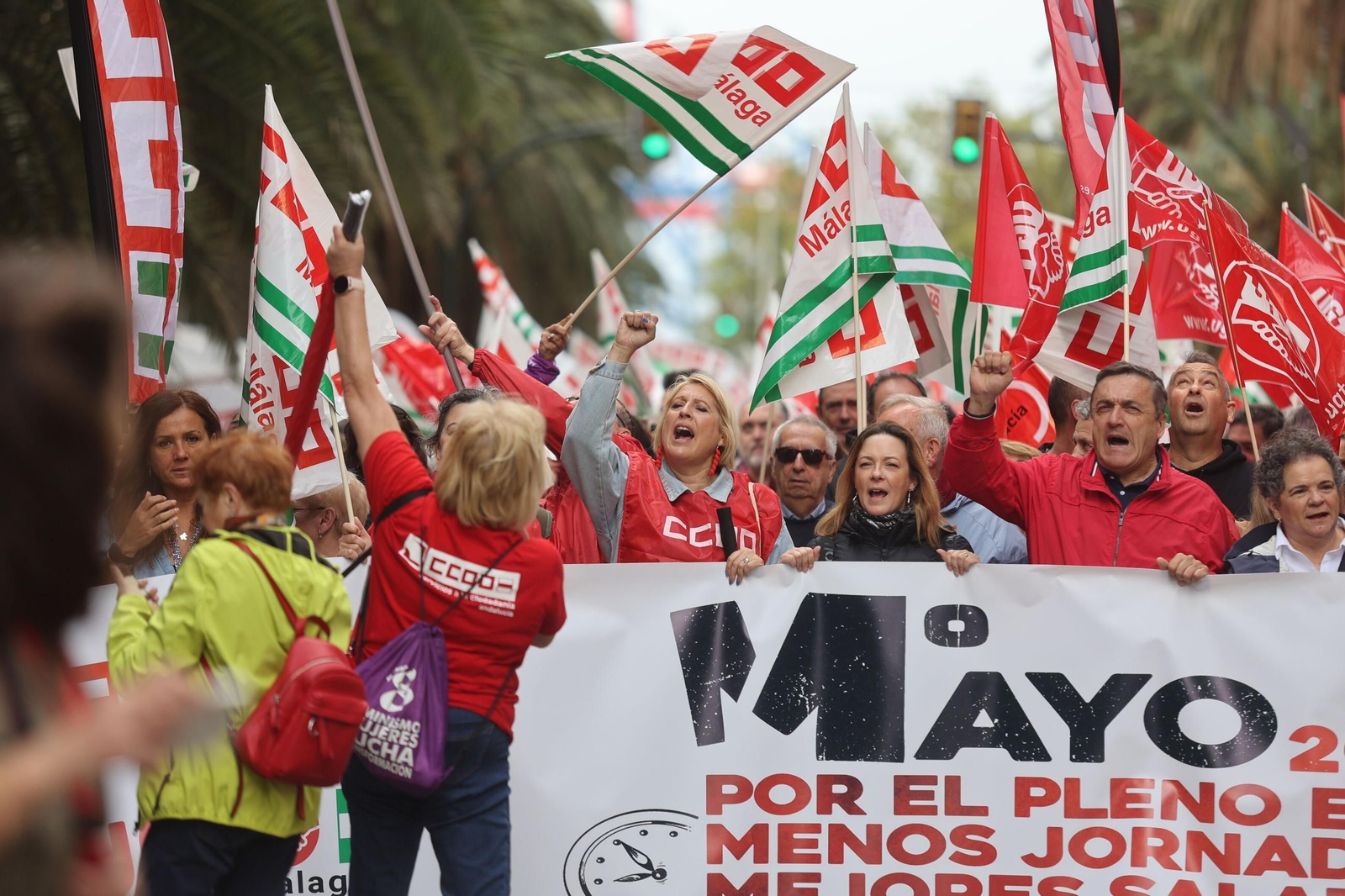 Manifestación por las calles de Málaga el 1 de mayo de 2024.
