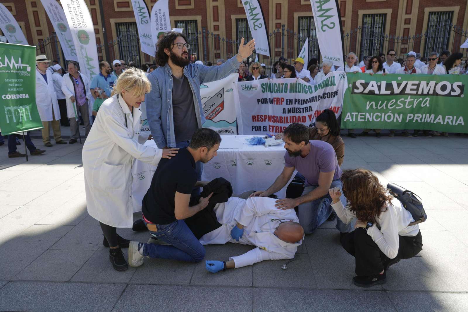Un momento de la última protesta del Sindicato Médico Andaluz en Sevilla.
