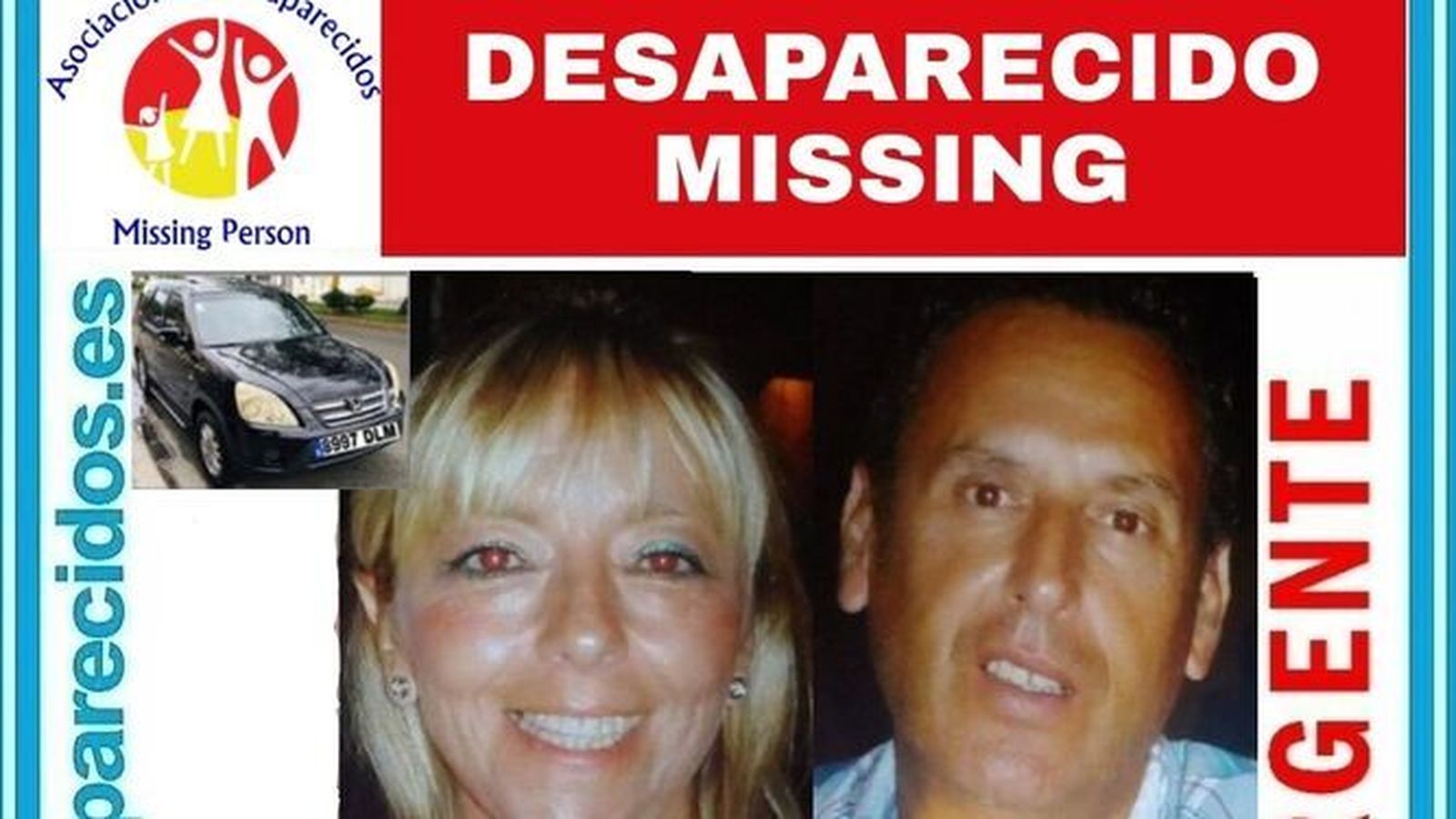 Fotos de la pareja en el cartel de la desaparición