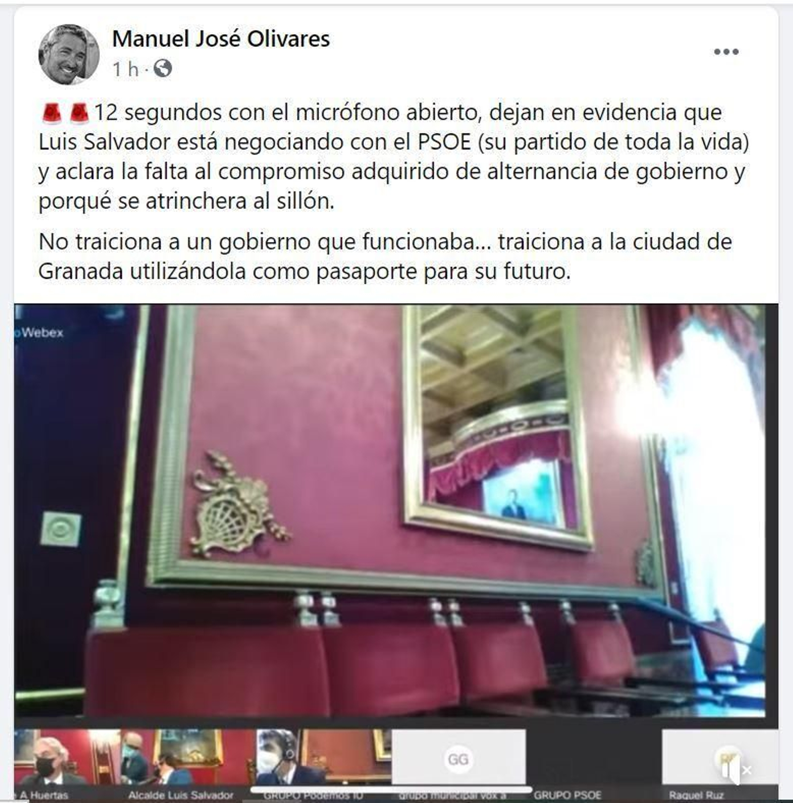 Publicación de Manuel Olivares en Facebook.