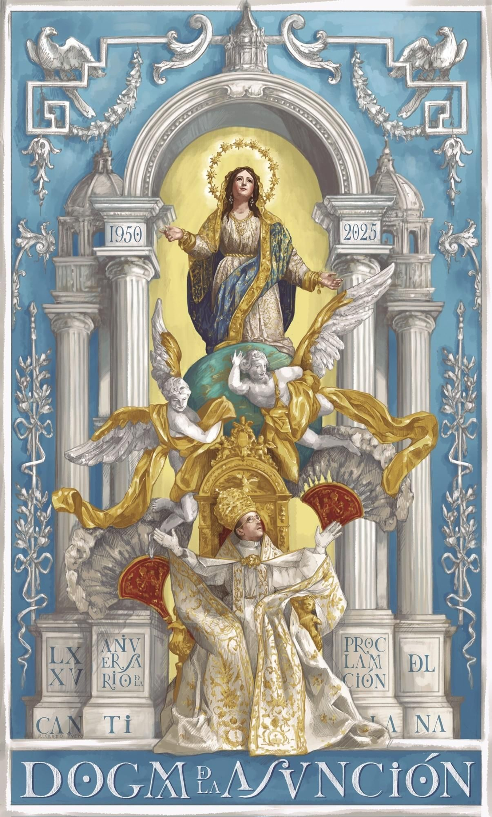 El cartel de Ricardo Pueyo que conmemora el 75 aniversario del Dogma Asuncionista.