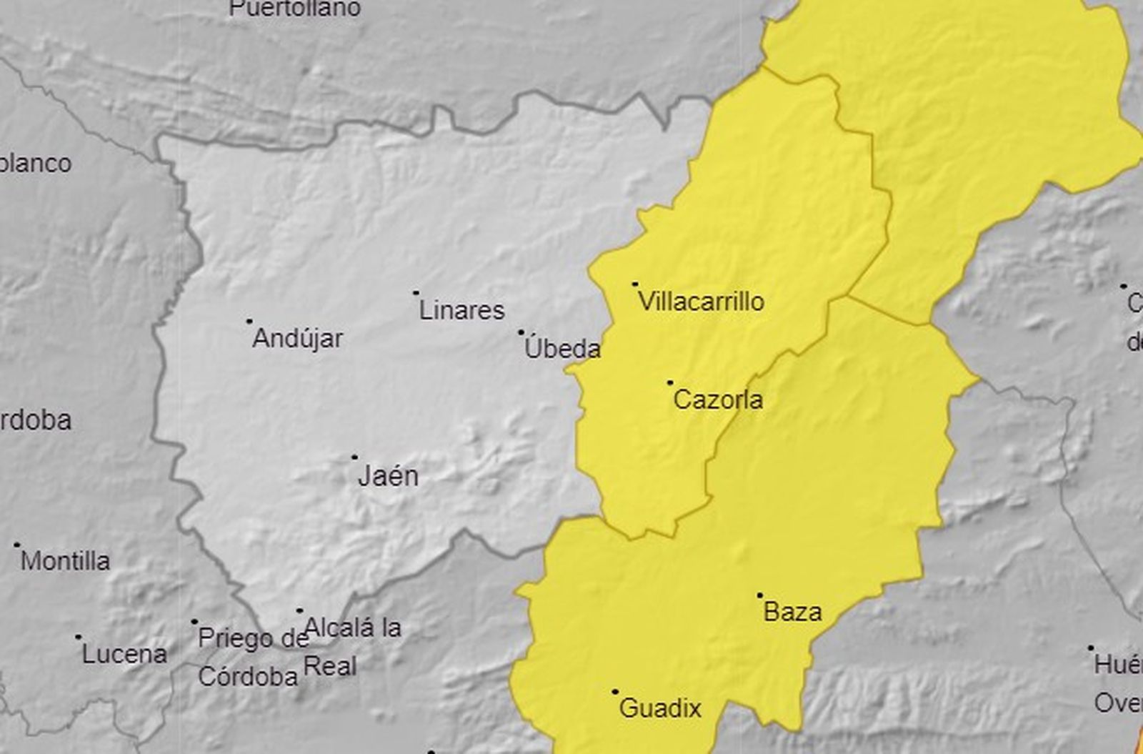 Alerta amarilla por nieve en Cazorla, Segural y Las Villas.