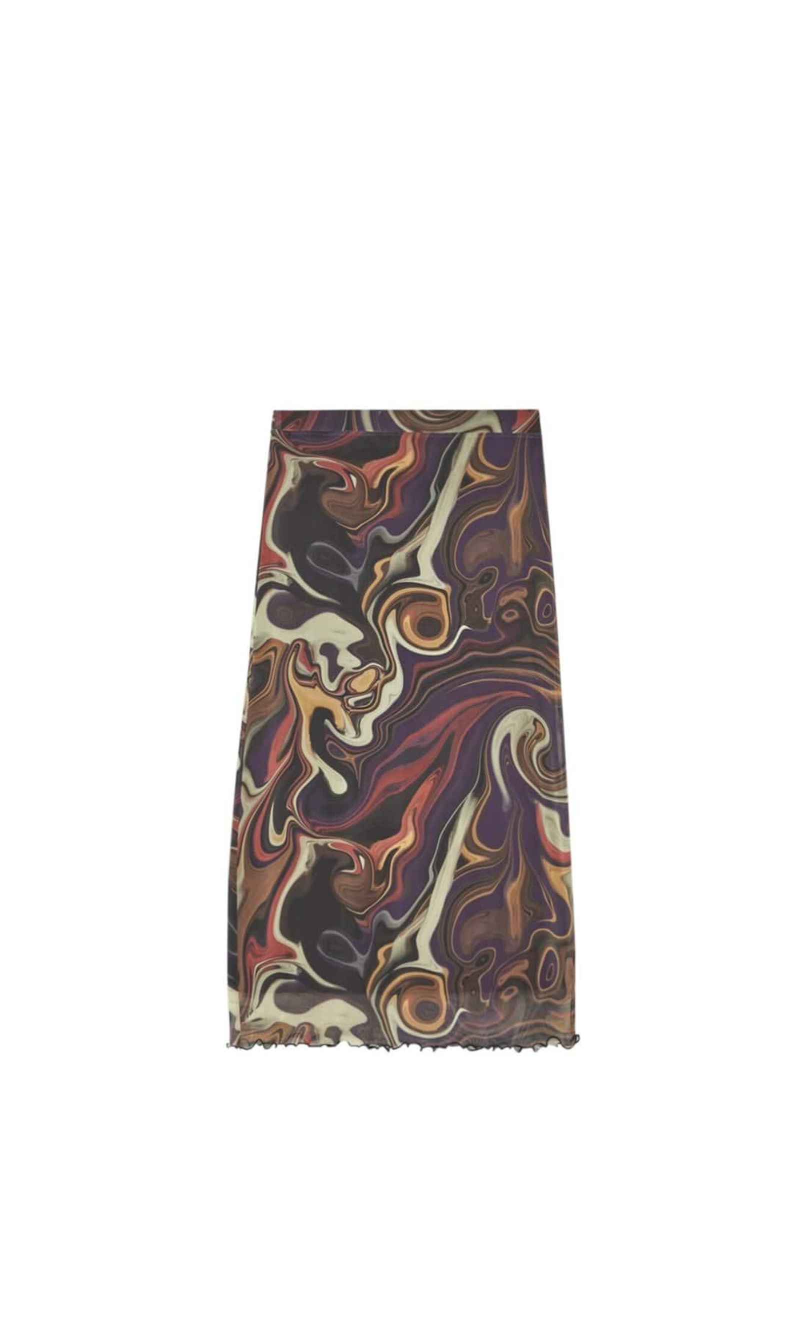 Falda con estampado psicodélico de Stradivarius.