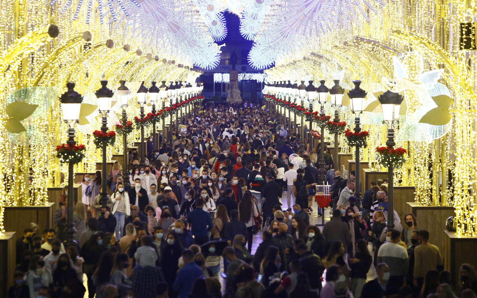 Imagen de la calle Larios en la tarde del sábado.