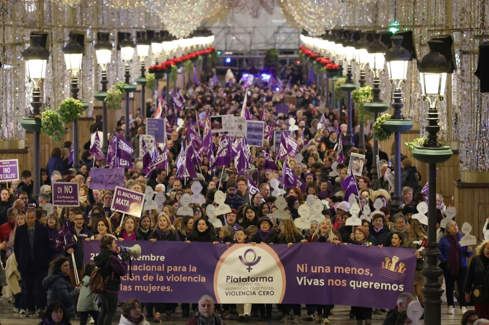Manifestación 25N, Día Internacional de la Eliminación de la Violencia contra la Mujer, en Málaga