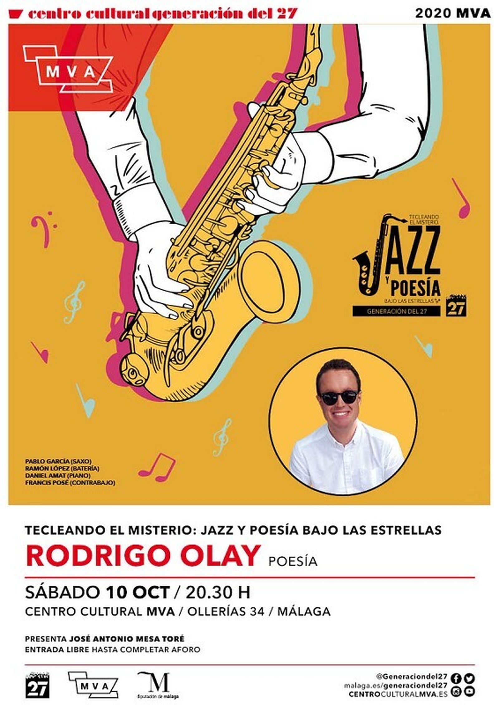 Cartel de Tecleando el misterio: Jazz y Poesía. Lectura poética de Rodrigo Olay.