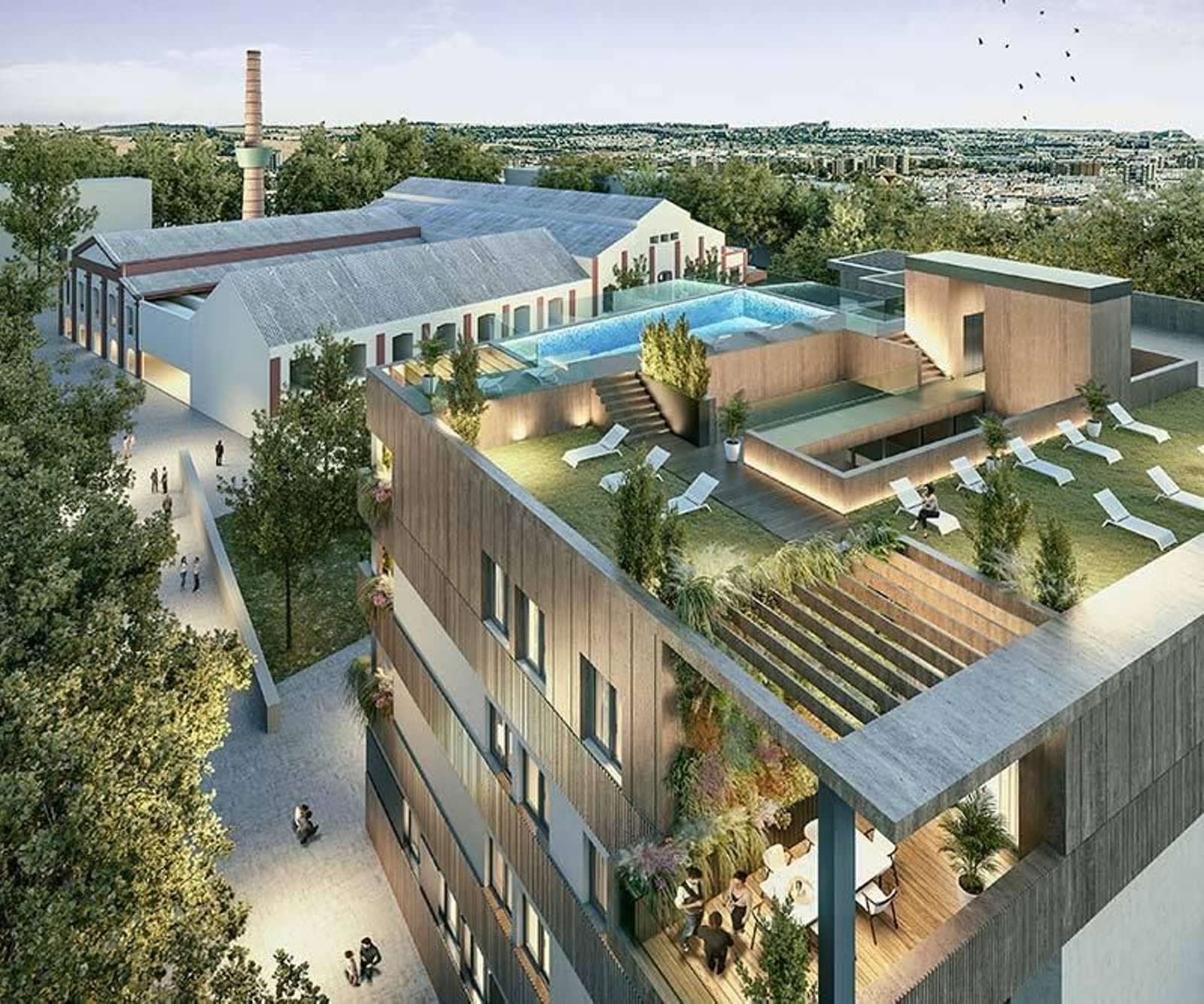 Recreación de las viviendas que el grupo Abu construirá en la fábrica de Vidrio.