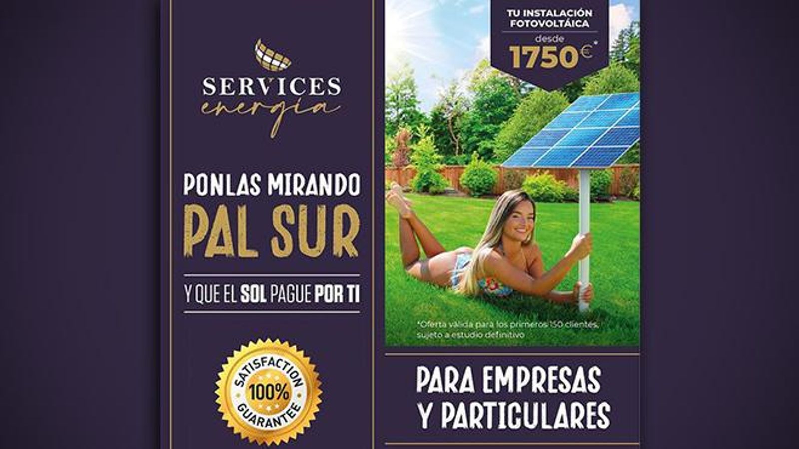 Anuncio que usó la empresa Services Energía para publicitar placas solares