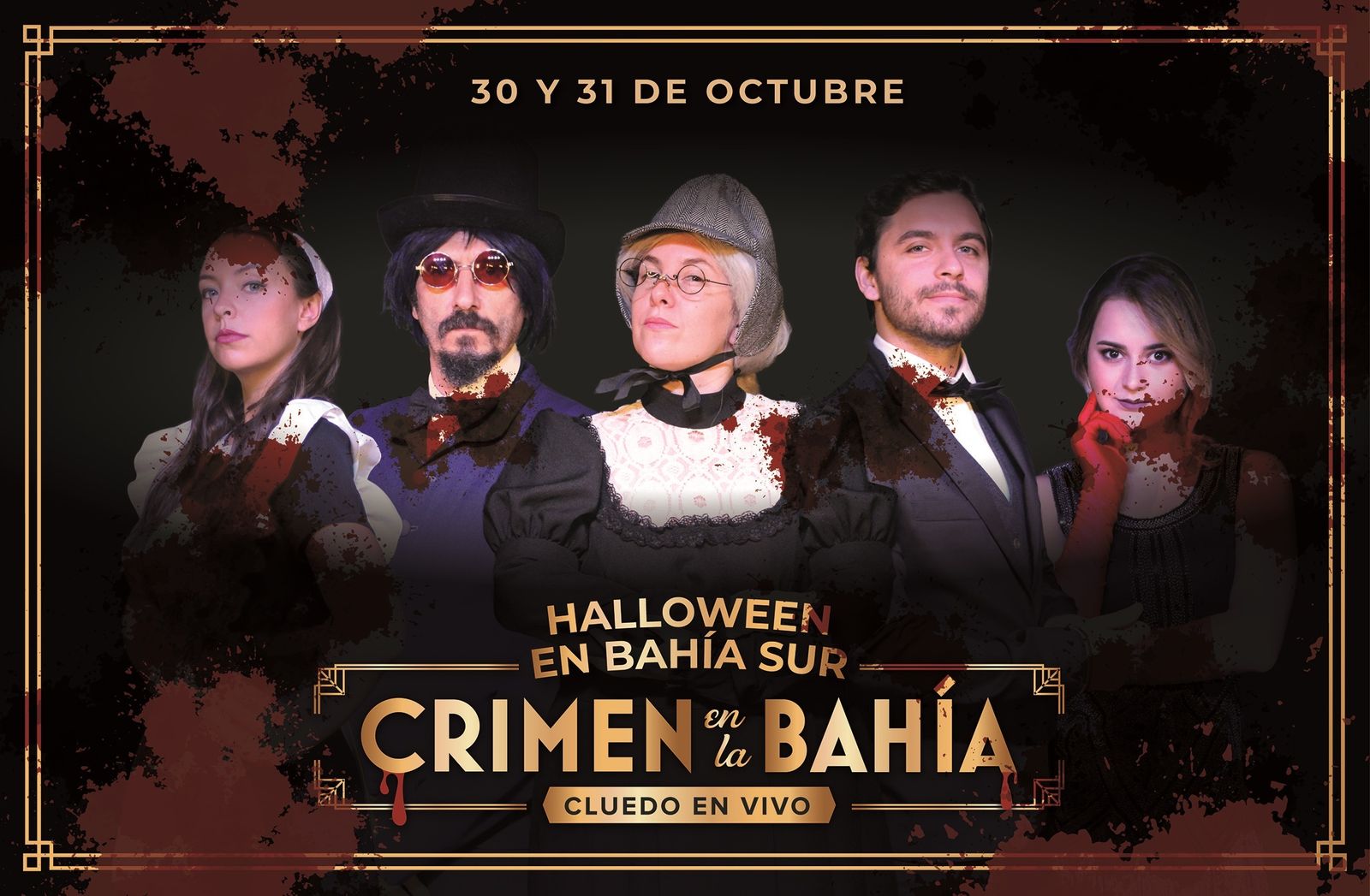 Cartel que anuncia el Cluedo en vivo con el que Bahía Sur celebrará Halloween.