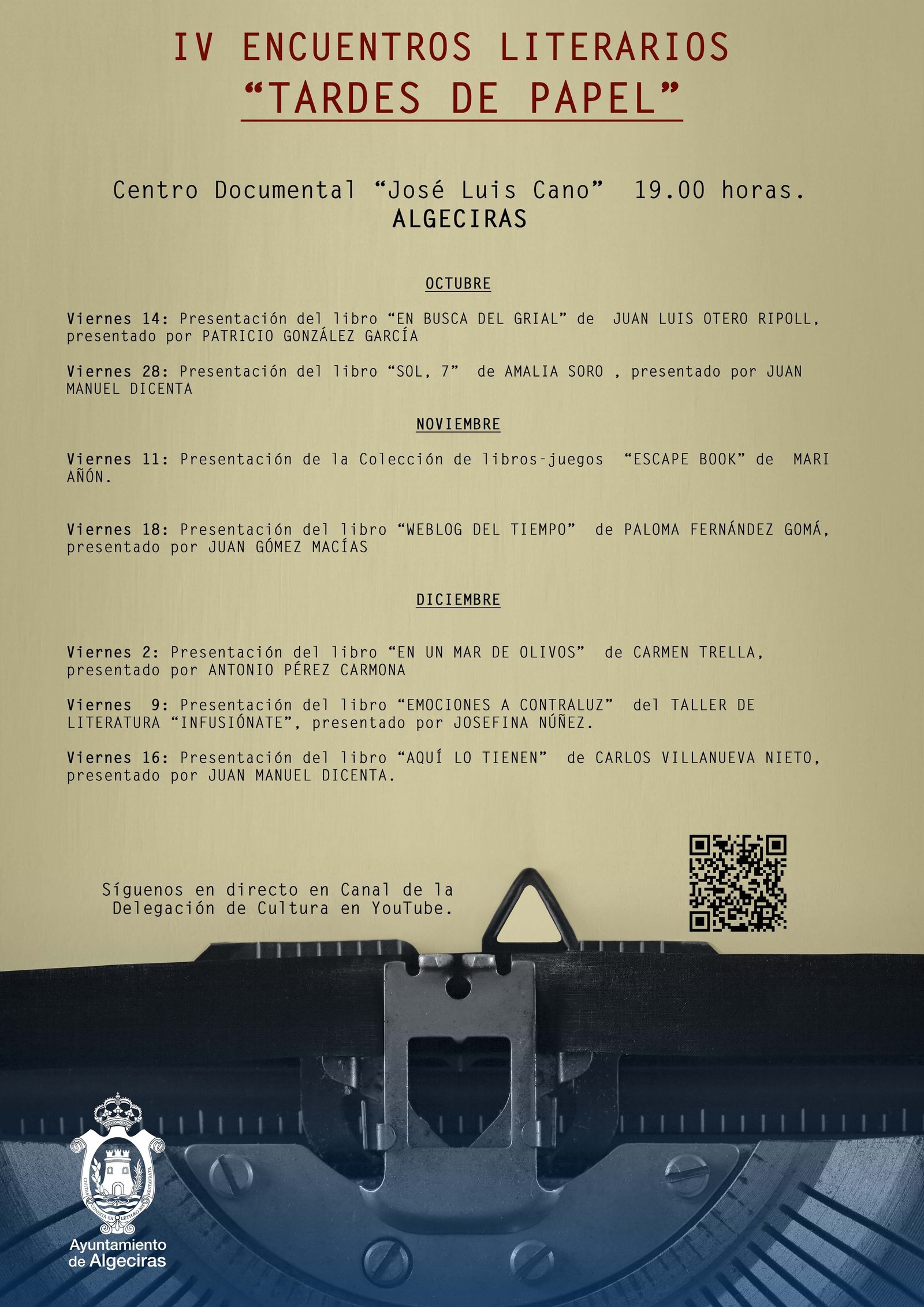 Primeras fechas de los IV Encuentros Literarios 'Tardes de papel'