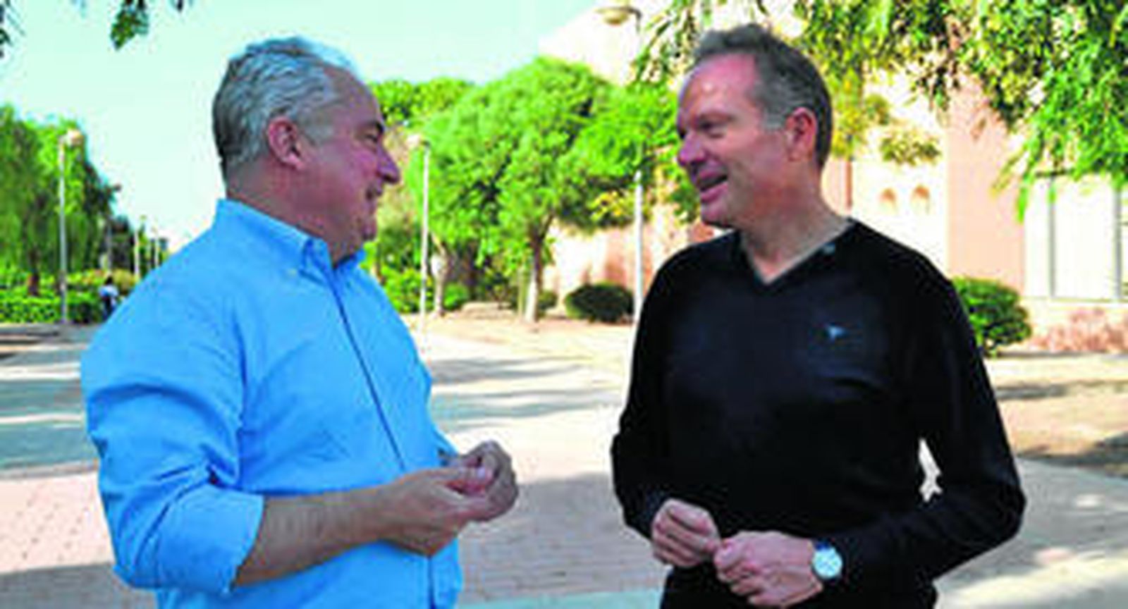 Rafael Lozano y Diego y Diego Valera en el campus almeriene.