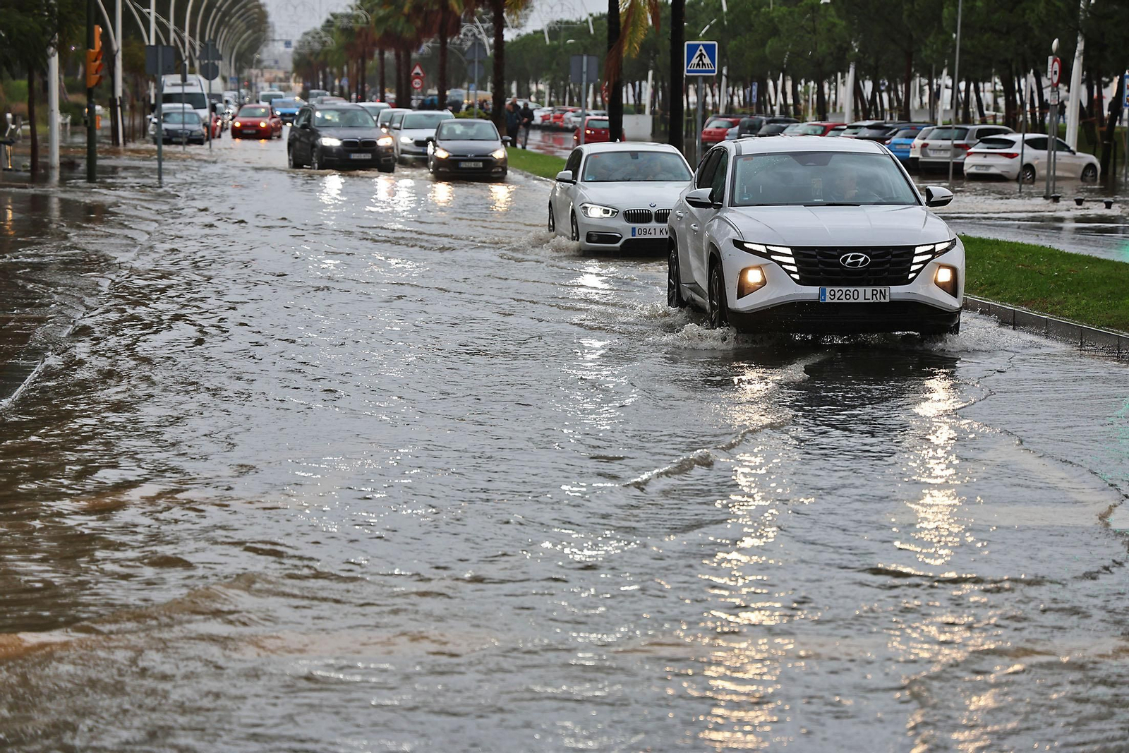 Imágenes del caos en Huelva por la borrasca Claudia con inundaciones, riadas y cortes de carreteras