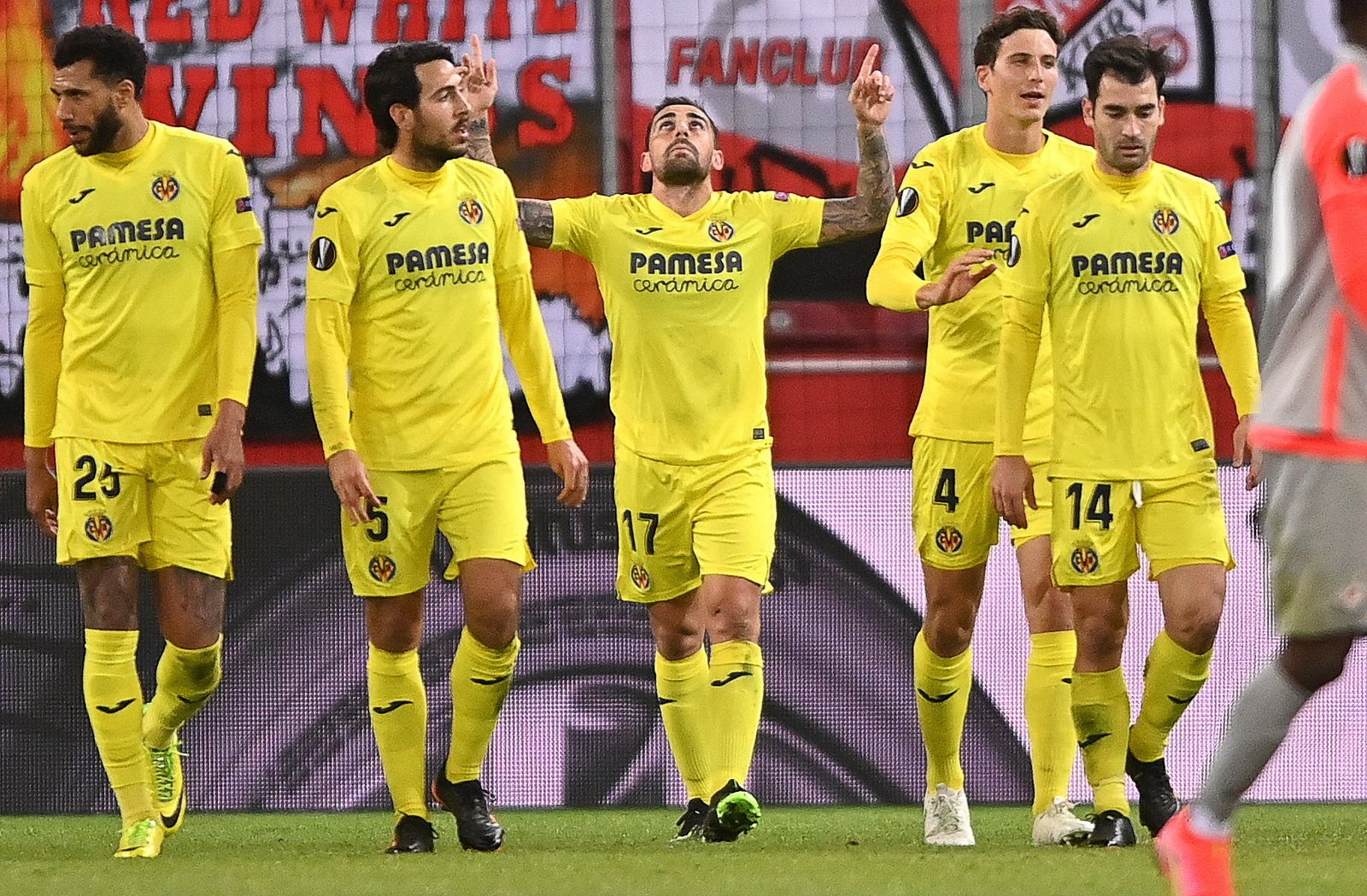 Celebración de uno de los goles del Villareal