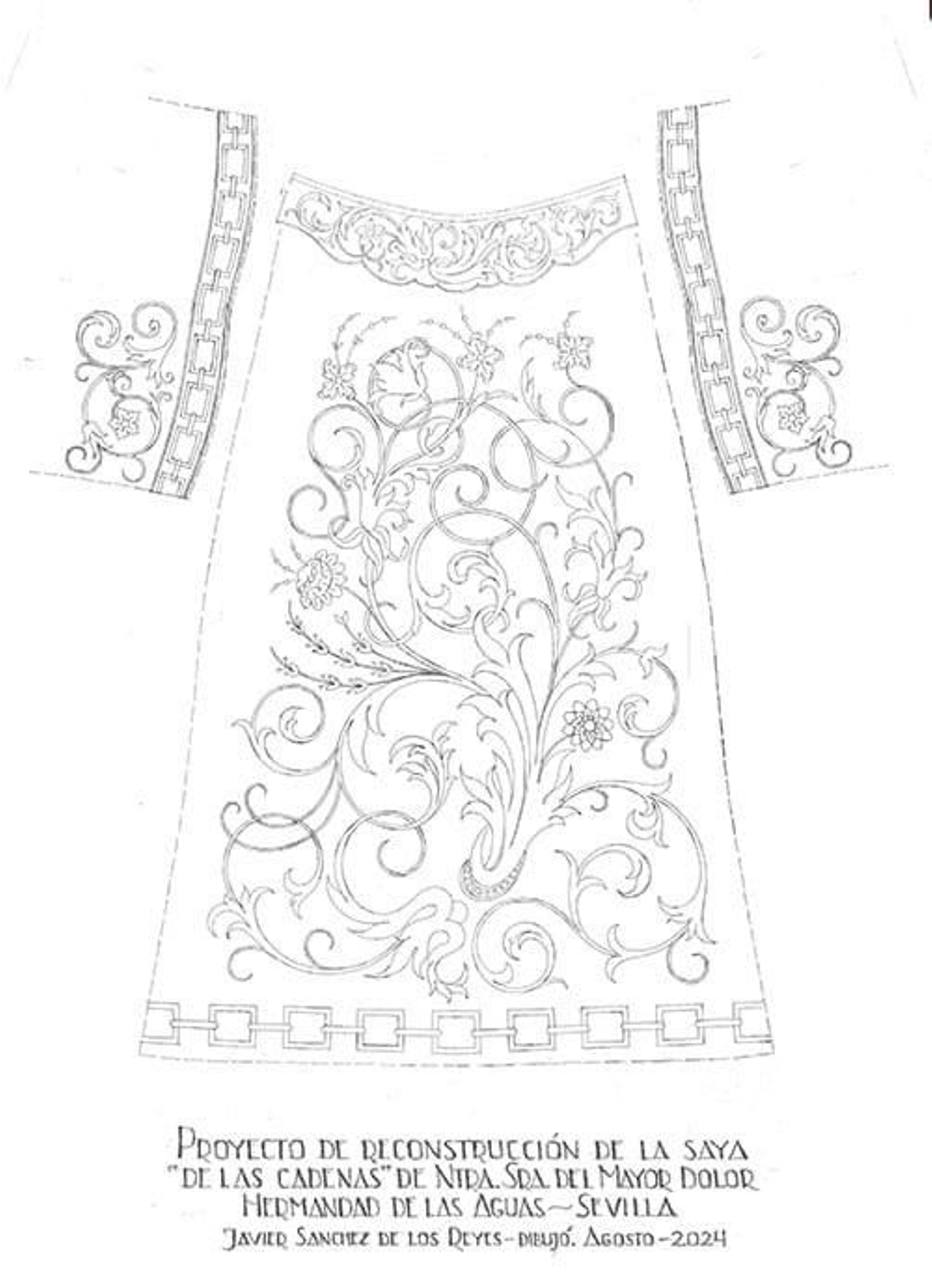 Dibujo de la futura saya, trazado por Sánchez de los Reyes