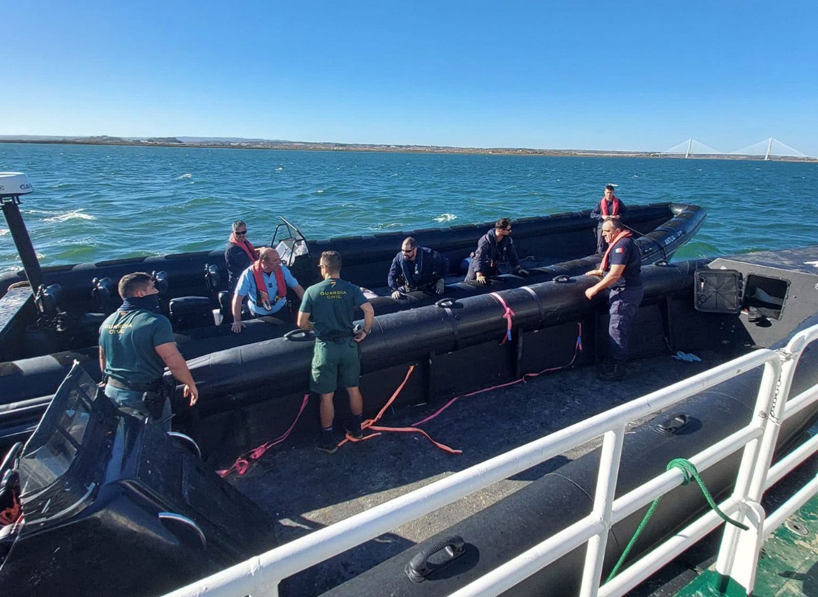 Narcolancha incautada en la desembocadura del Guadiana