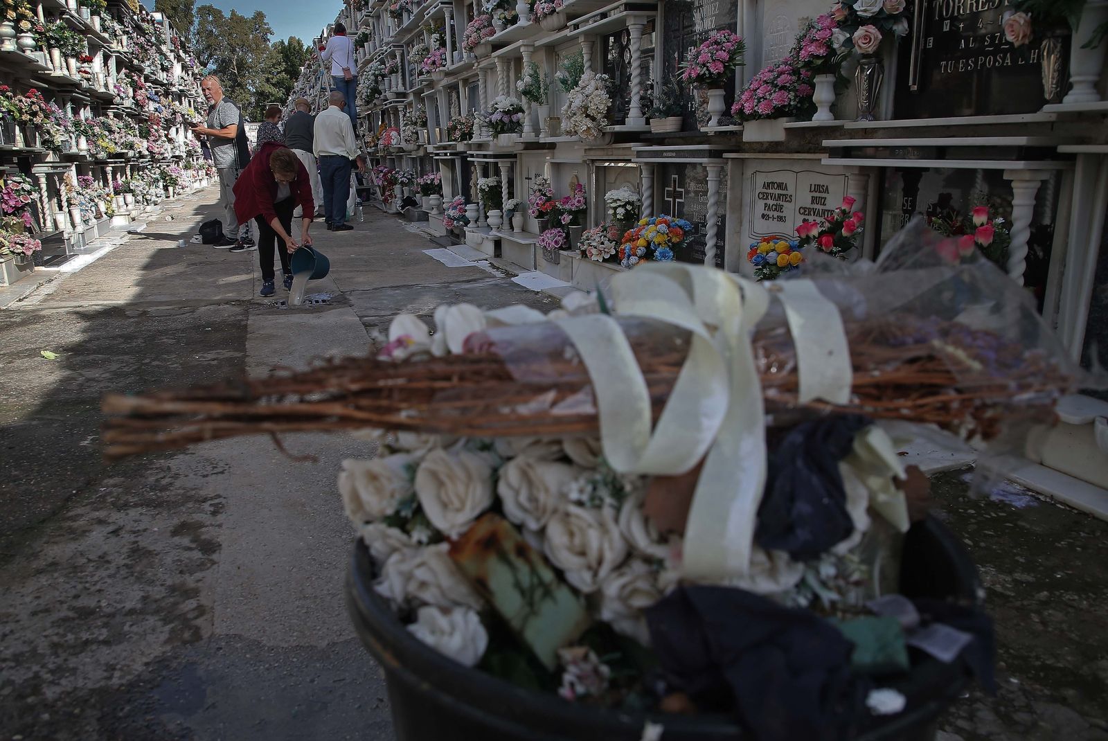 Fotos de los preparativos para los Tosantos en el cementerio de Algeciras