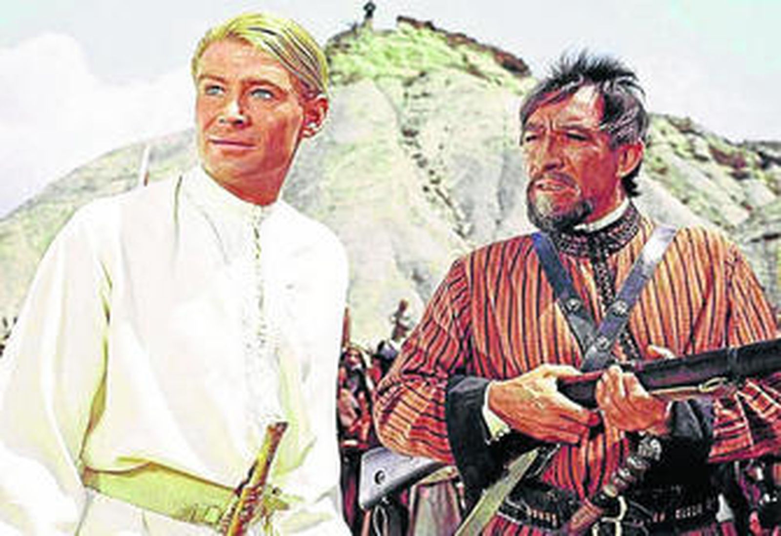 Peter O'Toole y Anthony Quinn en la zona de Tabernas durante el rodaje de 'Lawrence de Arabia'.