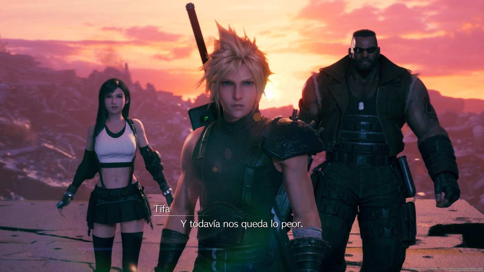 Tifa, Cloud y Barret, junto a Aeris, conforman el grueso de actores principales del juego.