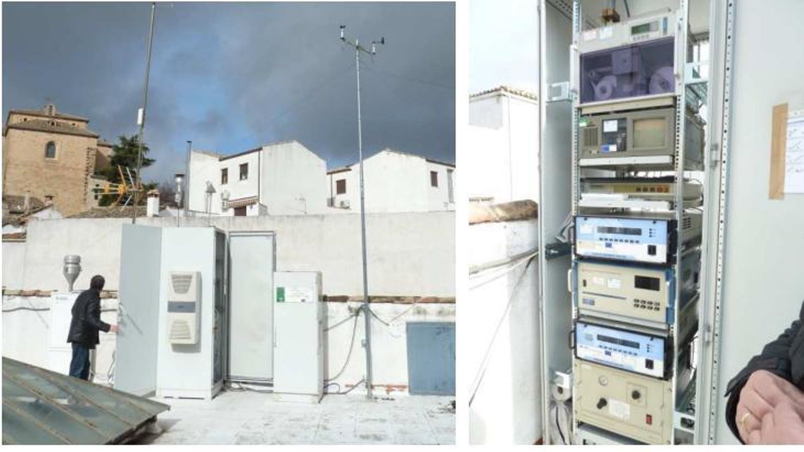 Equipos de medida de la estación de Villanueva del Arzobispo en su ubicación anterior a marzo de 2014.