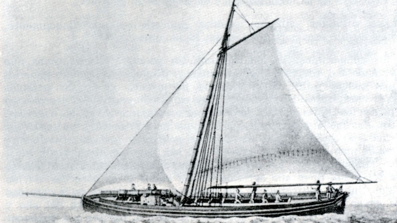 Una de las lanchas cañoneras diseñadas por Barceló patrullando las aguas de la Bahía.