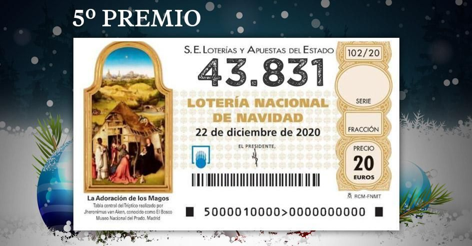 Los quintos premios de la Lotería de Navidad 2020