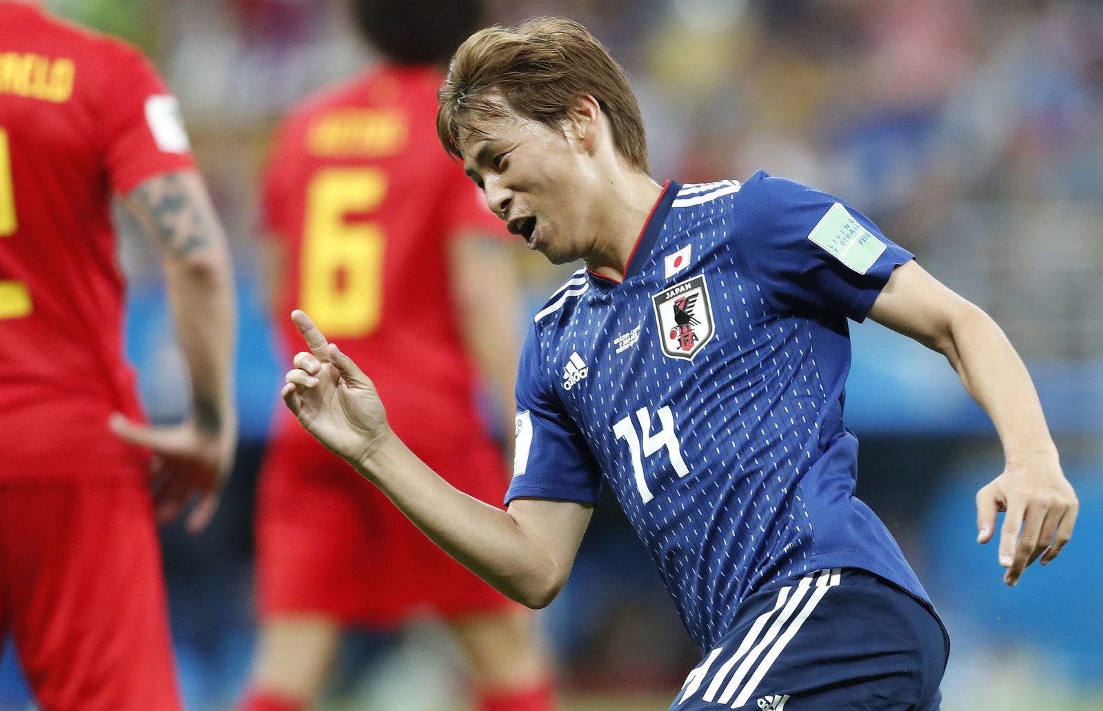 Takashi Inui celebra su segundo tanto en el Mundial, que finalmente no le valió a Japón.