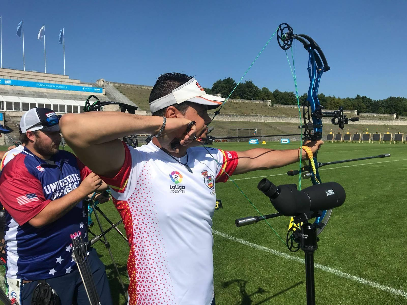 El arquero onubense del club Asirio, Miguel Ángel Medina, en su debut en la World Cup de Berlín.