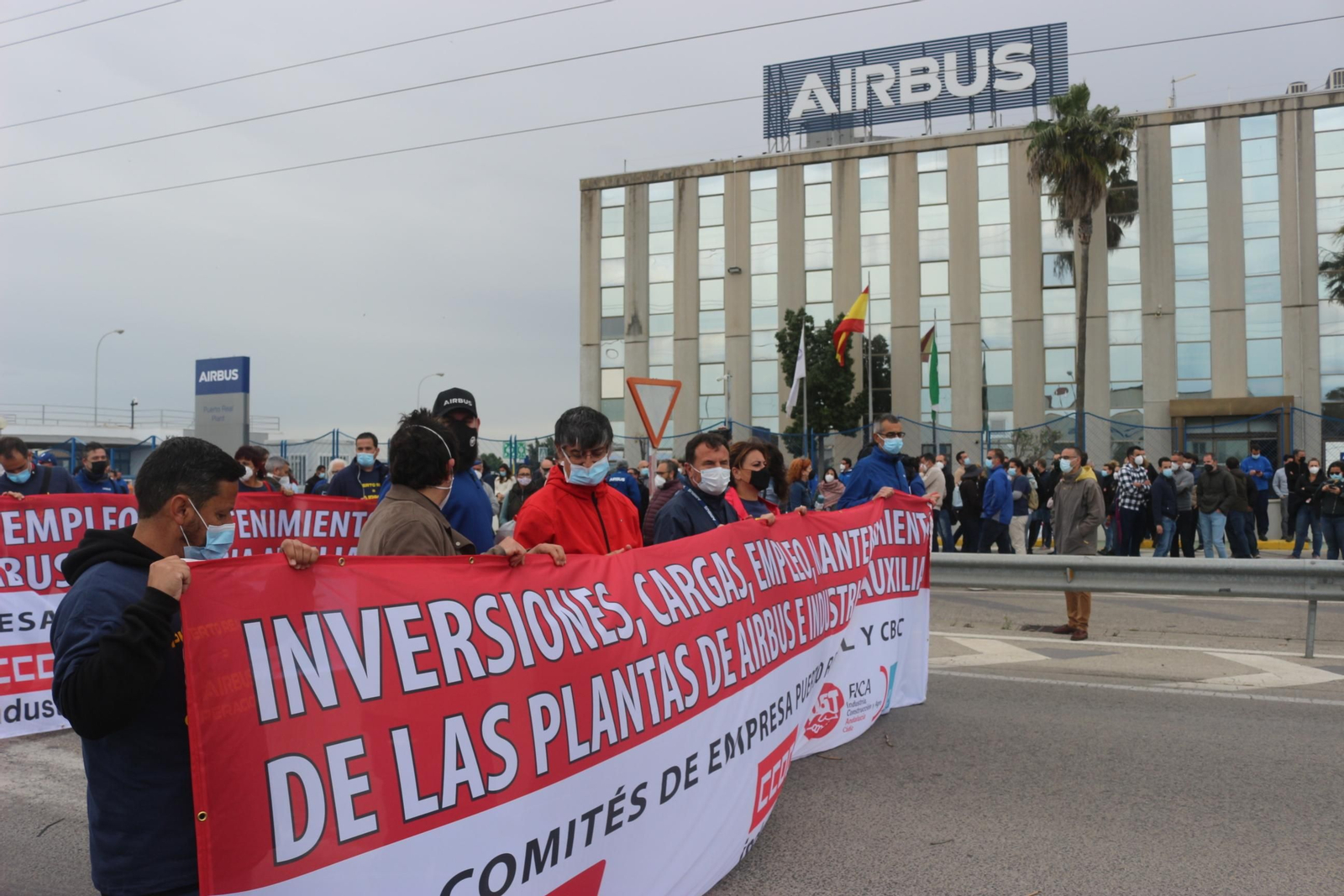 Una de las protestas contra el cierre de la planta de Airbus Puerto Real