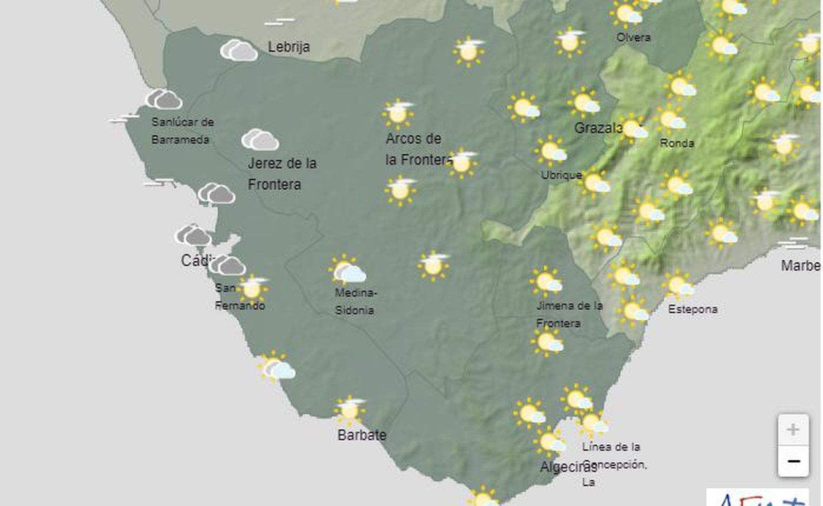 El tiempo en Cádiz. 25 de marzo: Cielos casi despejados y temperaturas en ascenso