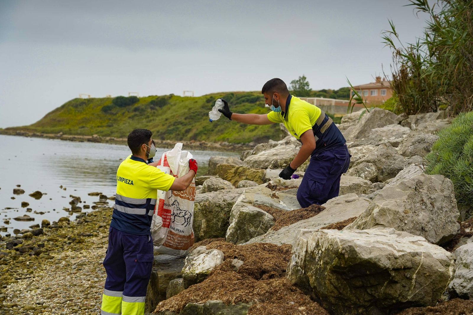 Las tareas de limpieza en la playa de El Chinarral.