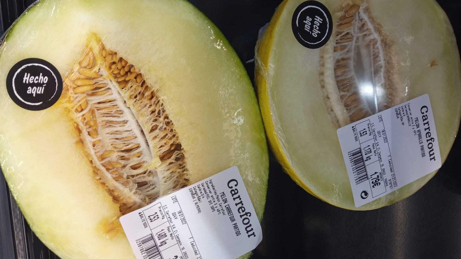 Melones en un supermercado.