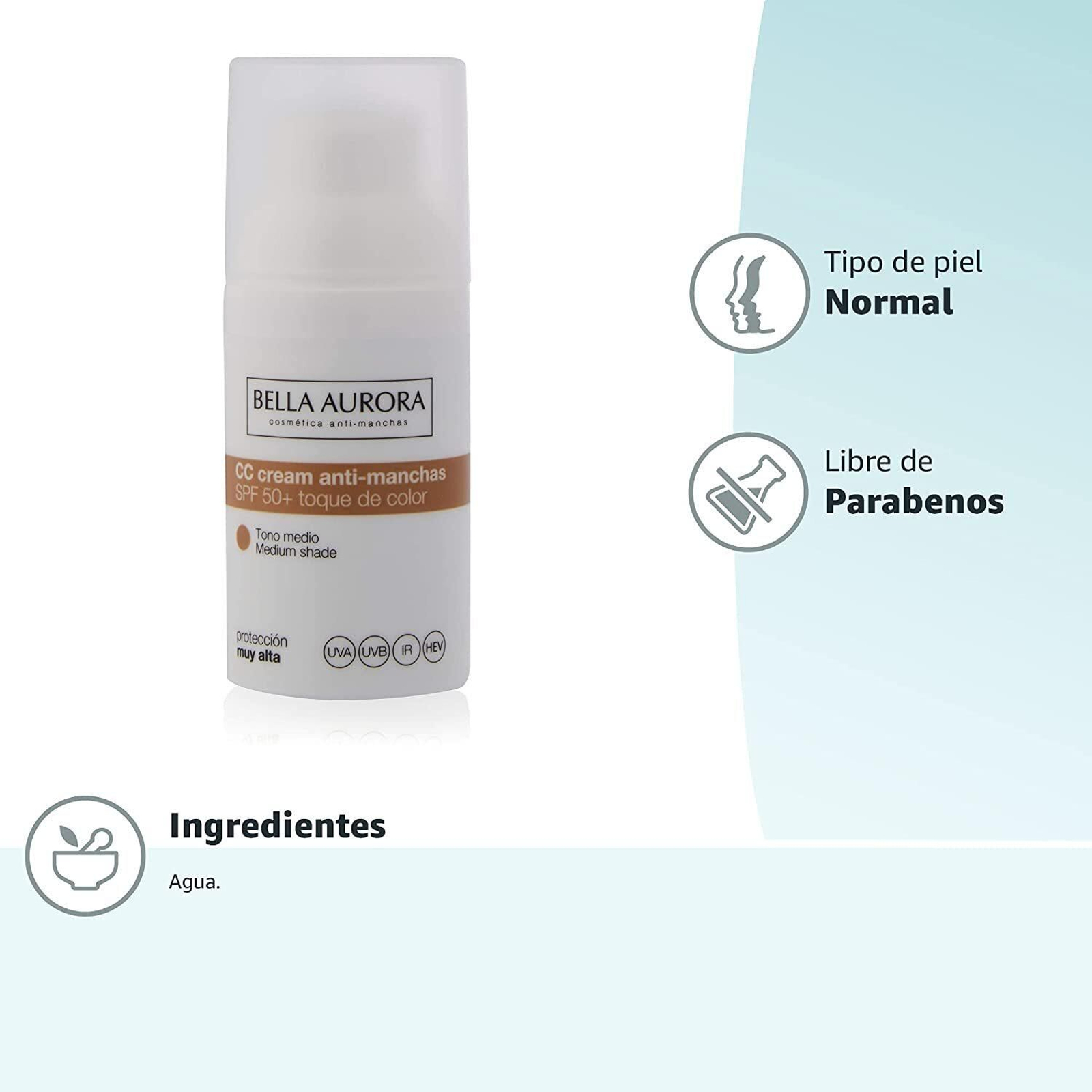 Bella Aurora Crema Facial con Color SPF 50+