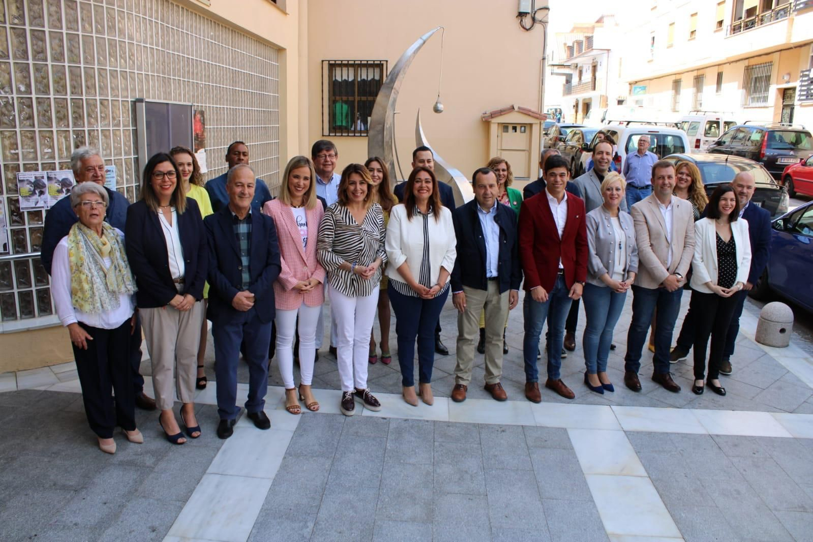 Susana Díaz con dirigentes socialistas malagueños, este miércoles, en Alhaurín de la Torre.