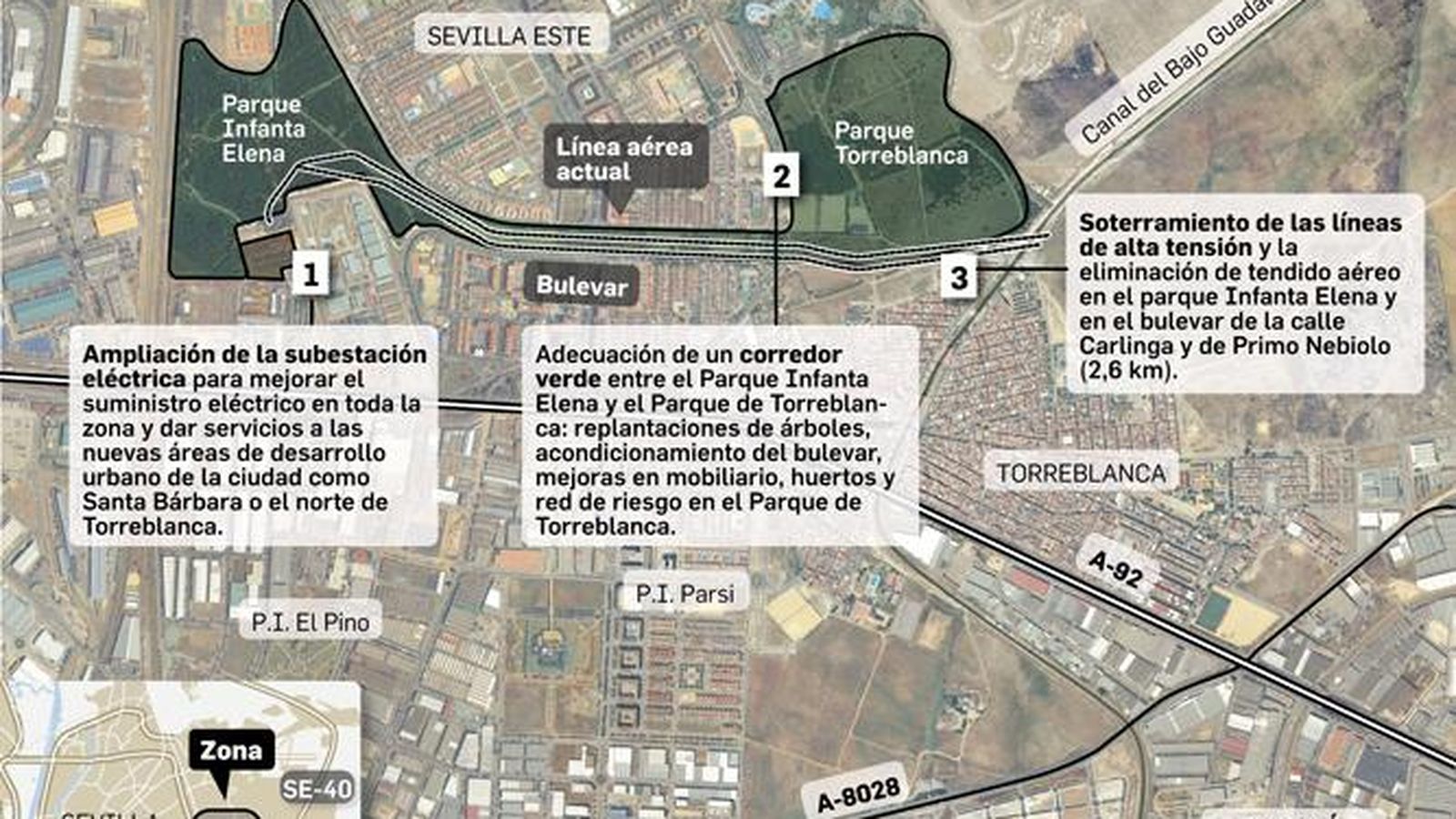 Mejoras eléctricas y verdes en la zona Este