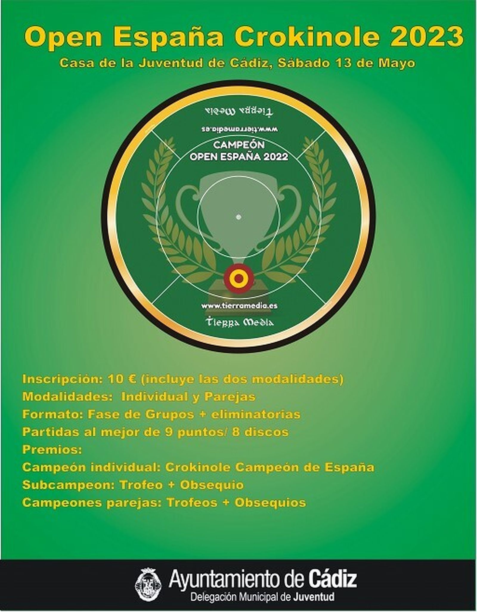 Cartel del Open de España de Crokinole en Cádiz.