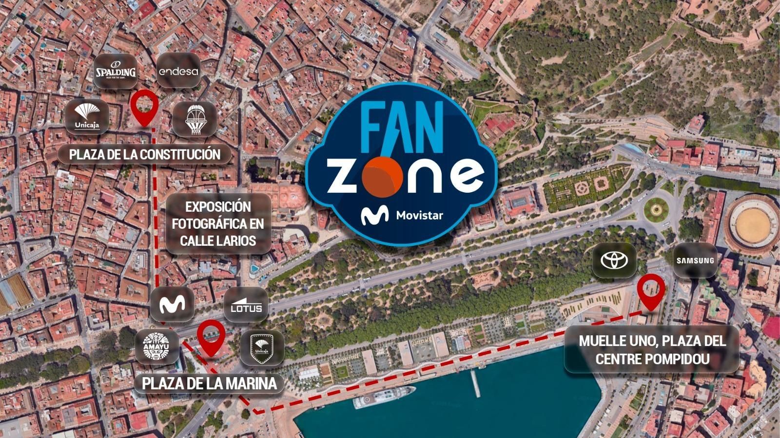 Mapa con las tres Fan Zone de Movistar.