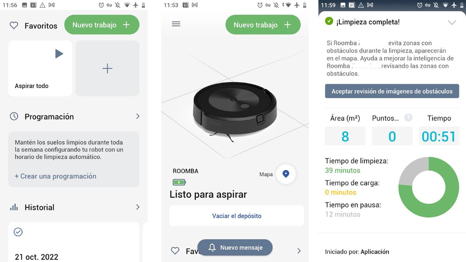 Aplicación de iRobot para la Roomba j7+
