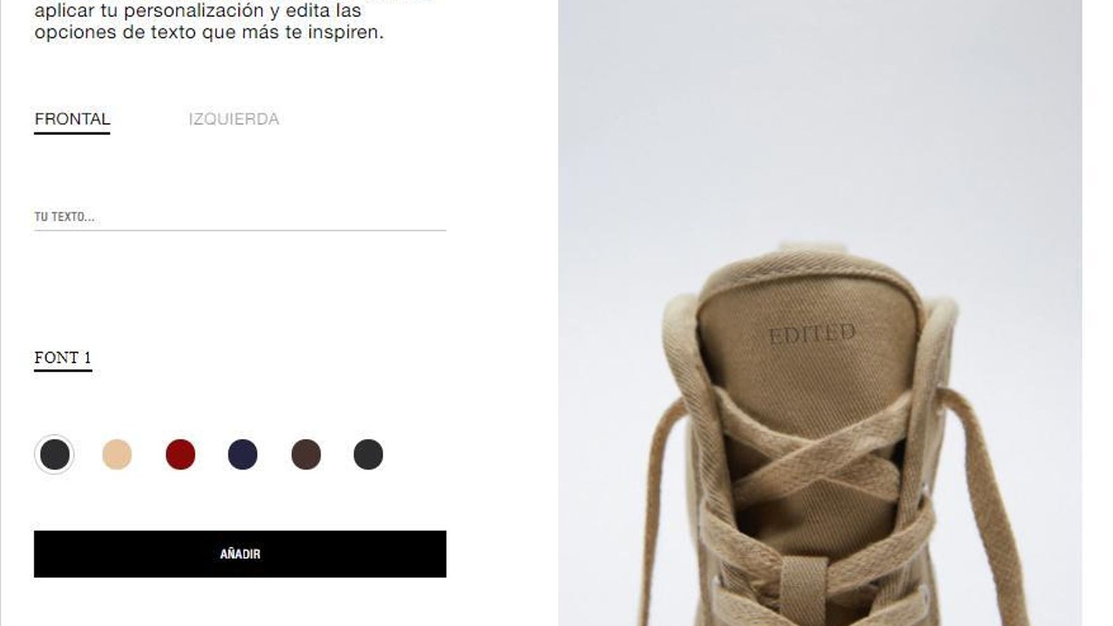 Así se personalizan las zapatillas de Zara.