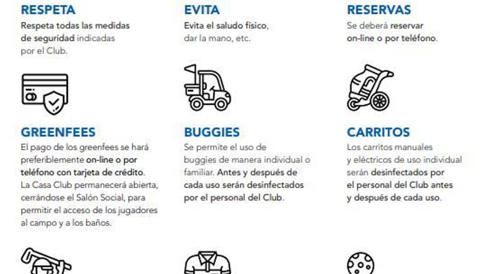 Directrices para la práctica del golf recreacional de forma segura (Covid-19).