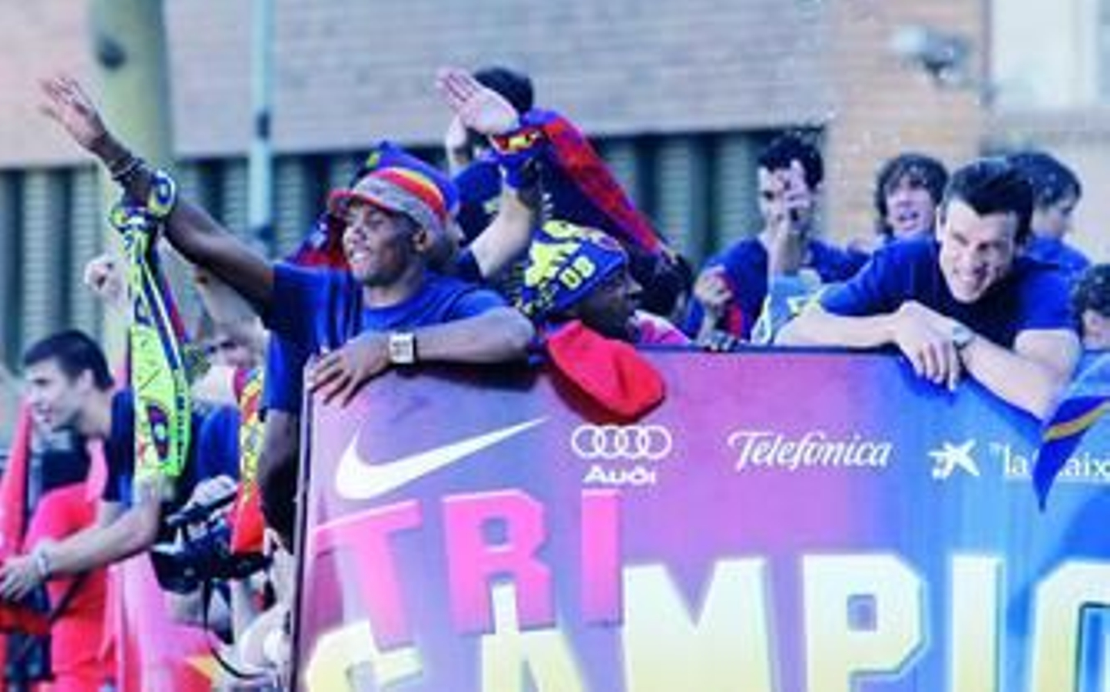 Samuel Eto'o, en las celebraciones del triplete.