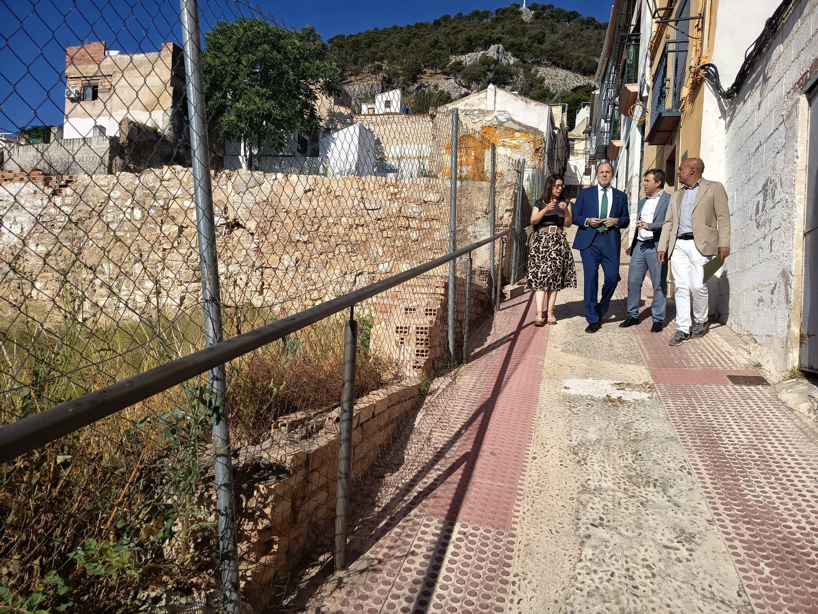 África Colomo, Nicolás Ruiz, Julio Millán y José María Cano Ayllón en la plaza de Santiago.