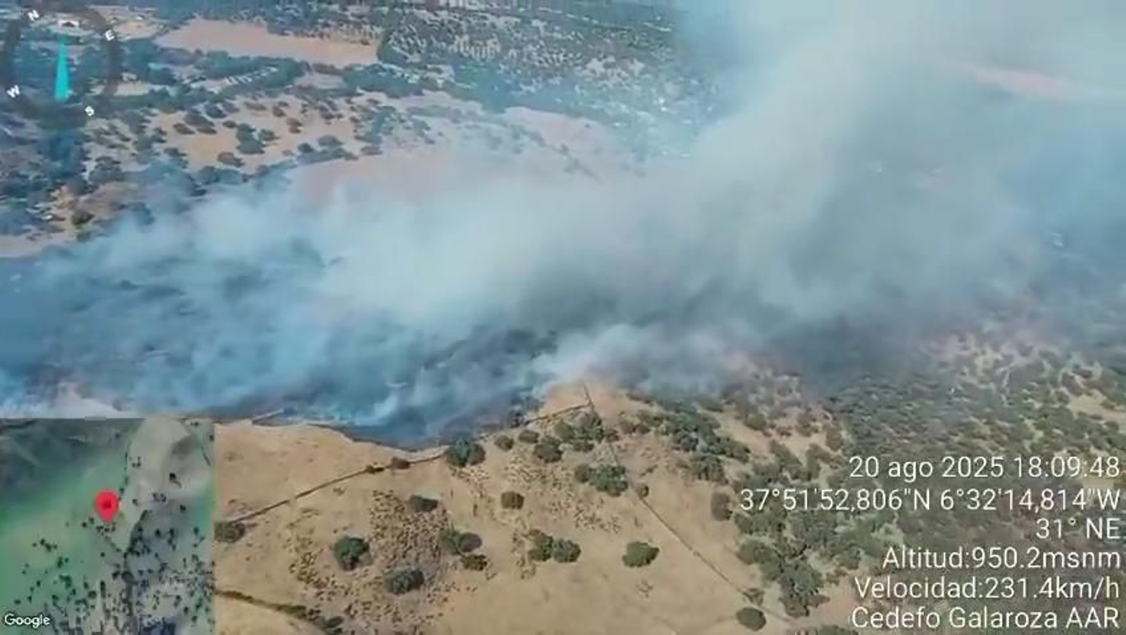 Incendio declarado en el paraje Valdesevilla de Aracena