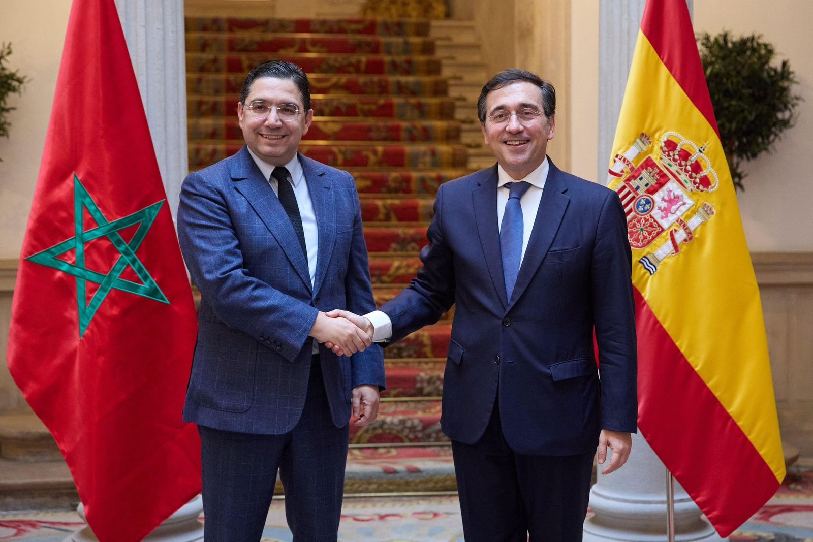 Nasser Bourita y José Manuel Albares, el pasado 8 de febrero, en Madrid.