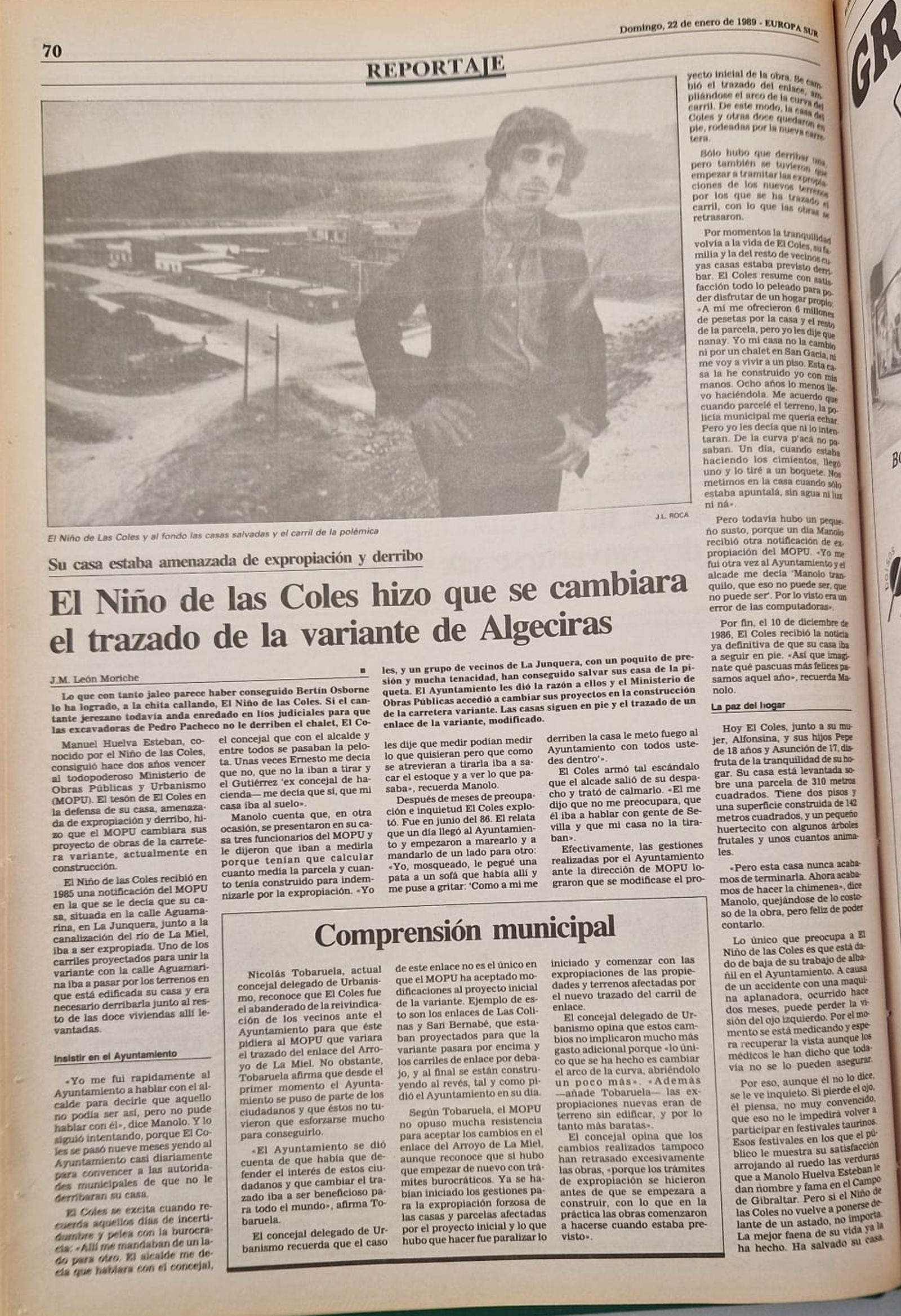 El reportaje publicado en el número 1 de Europa Sur, el 22 de enero de 1989.