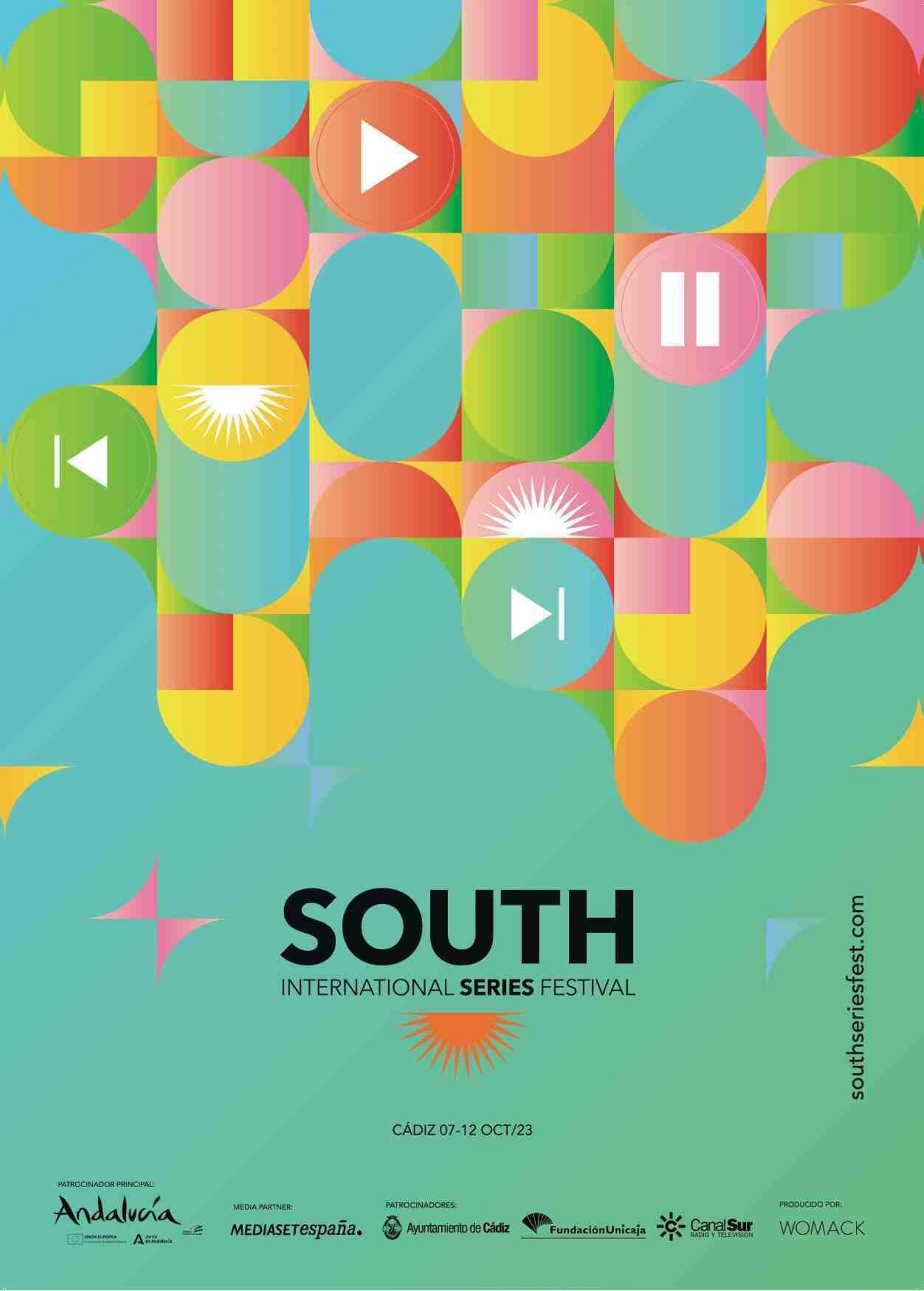 Cartel del South Internacional Series Festival realizado por Ana Locking, Medalla de Oro al Mérito en las Bellas Artes.