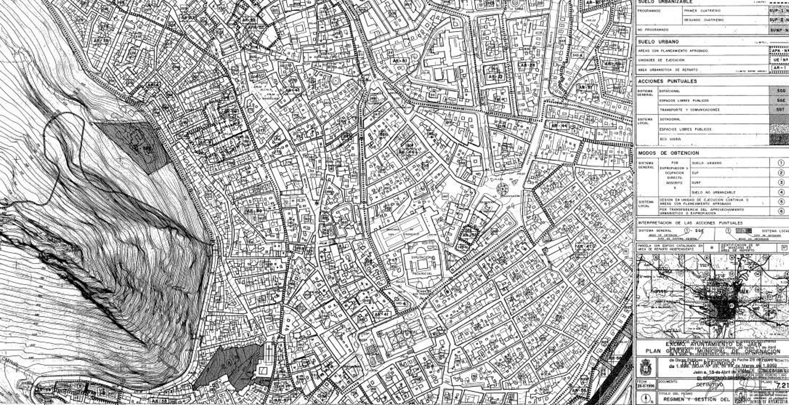 Plano del PGOU de Jaén de 1996.