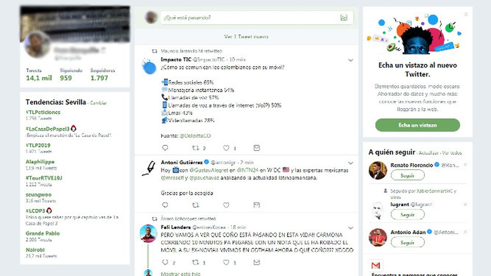 El aspecto anterior de Twitter