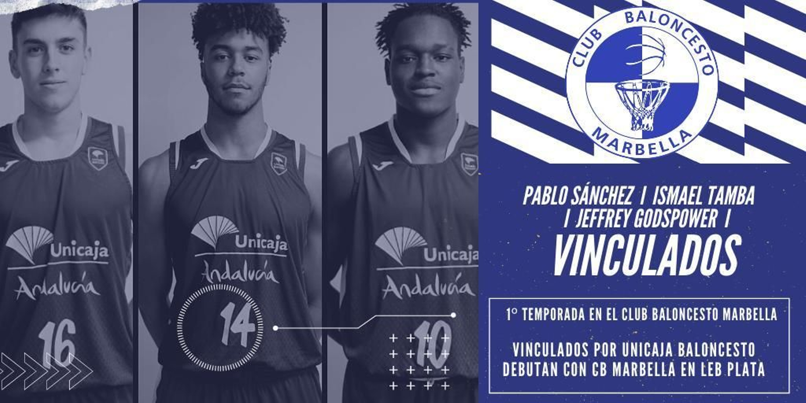 Pablo Sánchez, Godspower e Ismael Tamba, al Marbella. Pablo Sánchez, Godspower e Ismael Tamba, al Marbella.