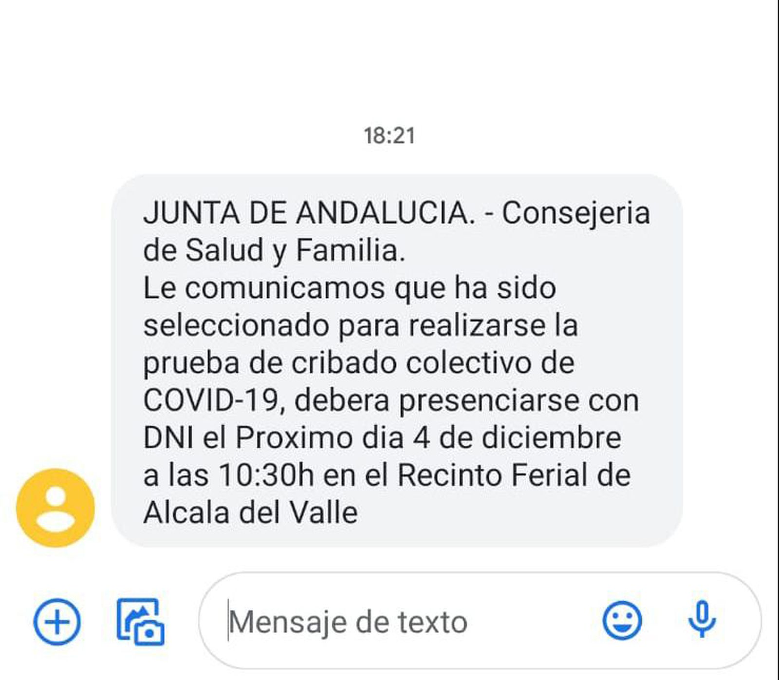 SMS del bulo